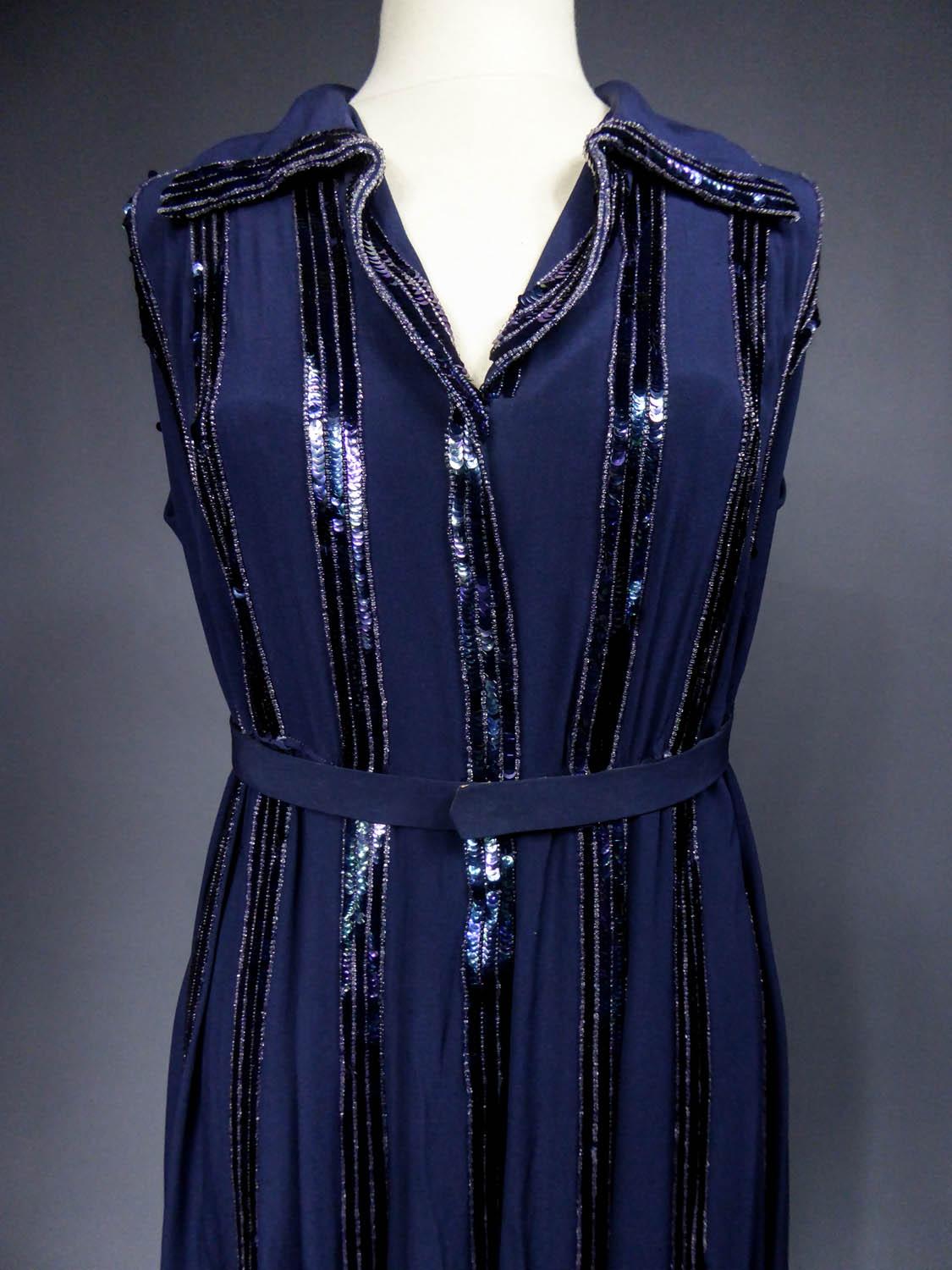 Ein Worth Paquin Couture besticktes Chiffonkleid - England CIRCA 1955-1960 im Zustand „Gut“ im Angebot in Toulon, FR