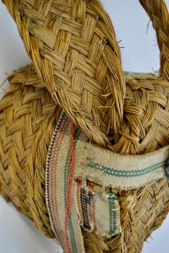 A woven wicker donkey head wall mask – 1970s - France
