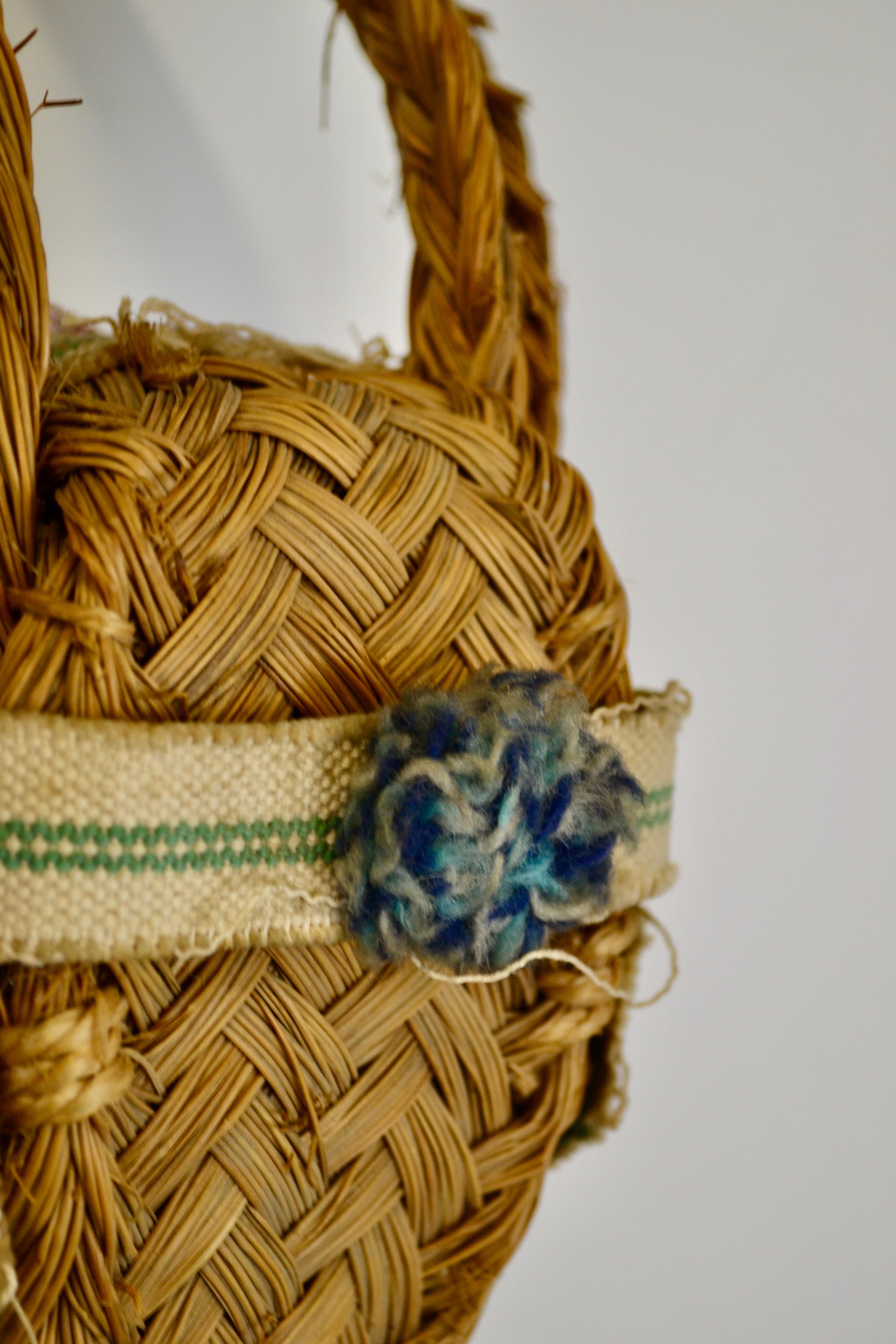 Woven A woven wicker donkey head wall mask – 1970s - France For Sale