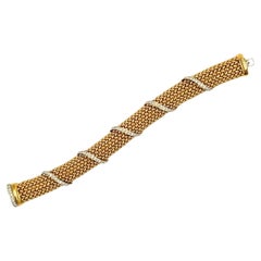 Woven Yellow Gold and Diamond Bracelet