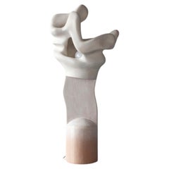 A Wrinkle Organic Carved Wood Floor Lamp Light Sculpture