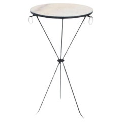 A Wrought Iron and Brass Drink Table with Parchment Top, Contemporary