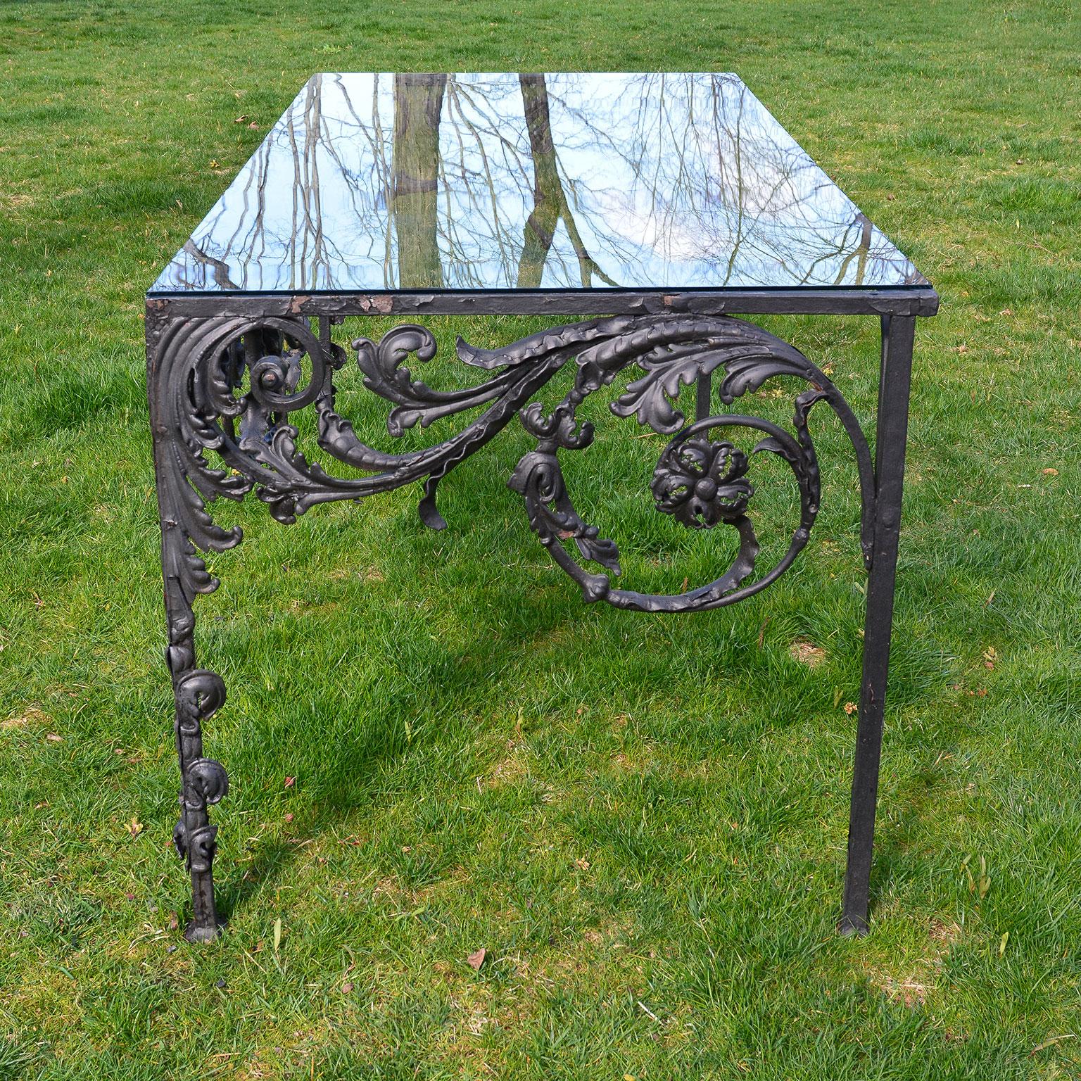 Neoclassical Black Iron Decorative Console Table