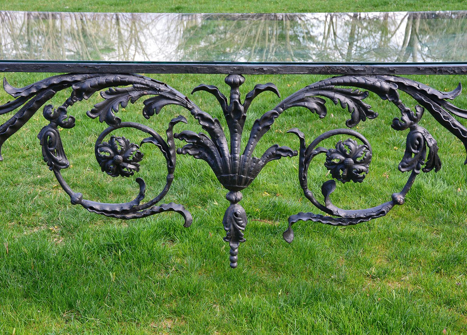 French Black Iron Decorative Console Table