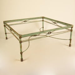 Wrought Iron Coffee Table Base with Green Patina, Manner Giacometti circa 1970s.