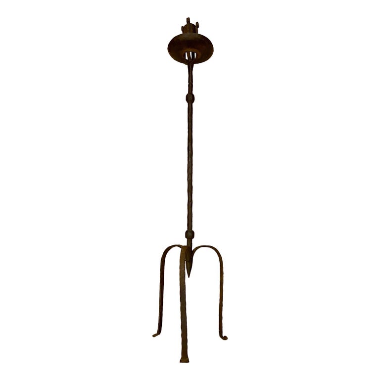 English Wrought Iron Floor Lamp For Sale