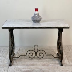 A Wrought Iron Marble Topped Coffee Or Side Table Circa 1930