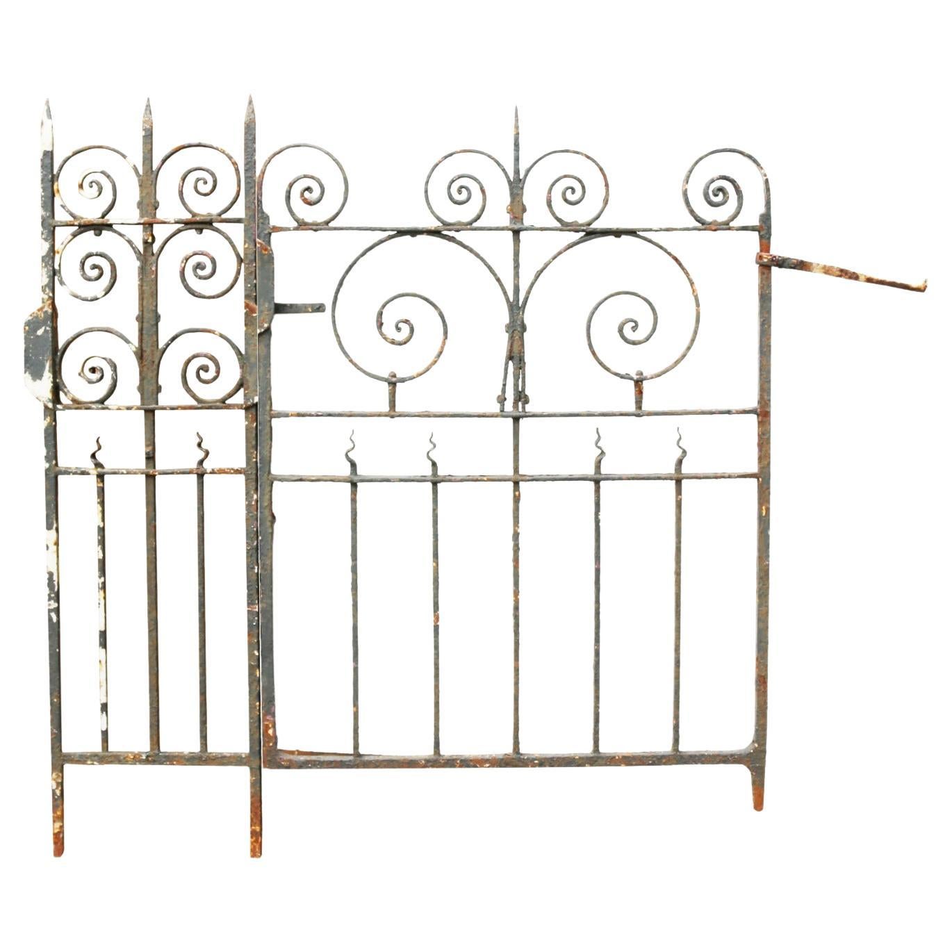 Wrought Iron Side Gate, Post and Railing For Sale