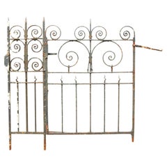 Antique Wrought Iron Side Gate, Post and Railing