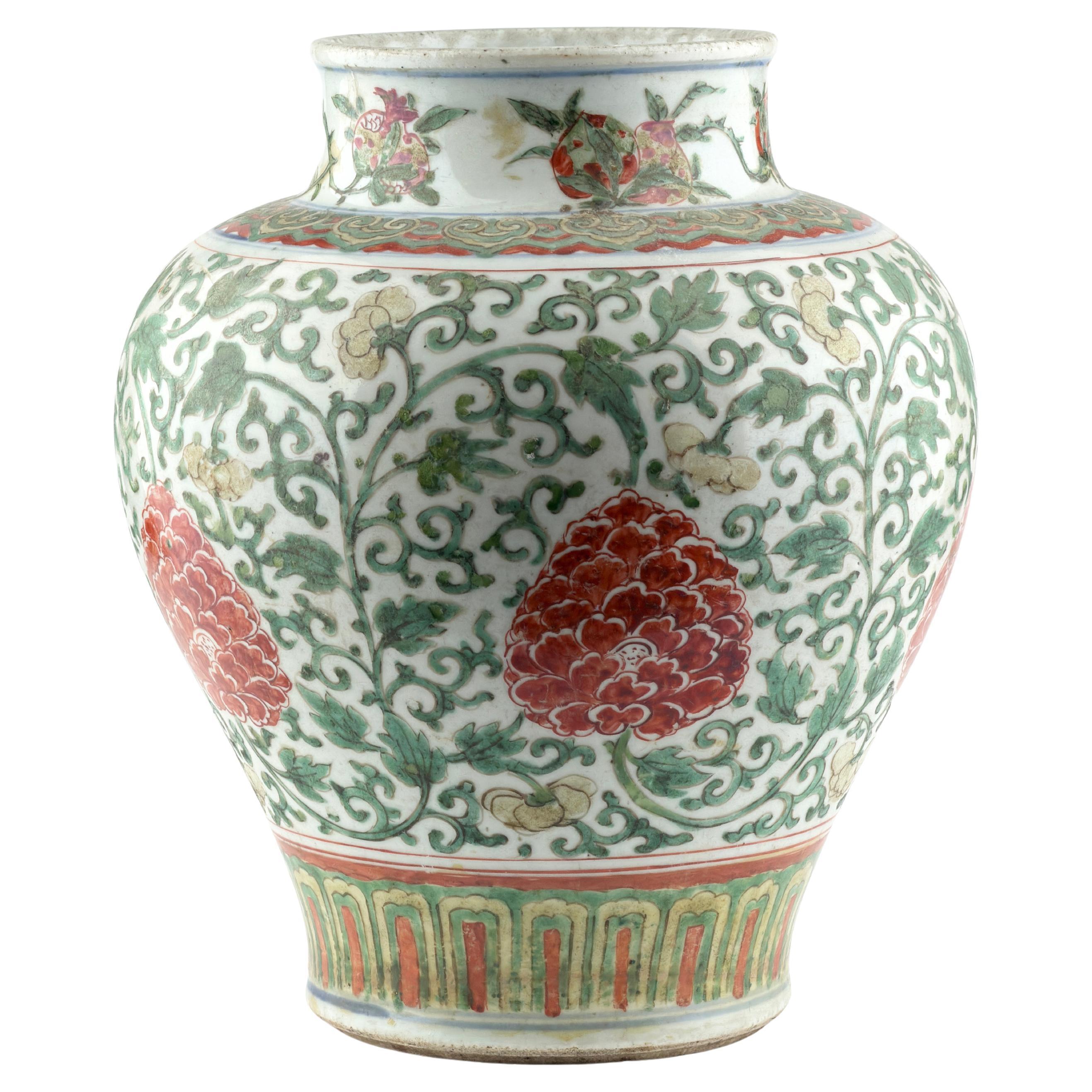 A Wucai 
Peony
 Vase Transitional Period, 17th century, Transitional Period