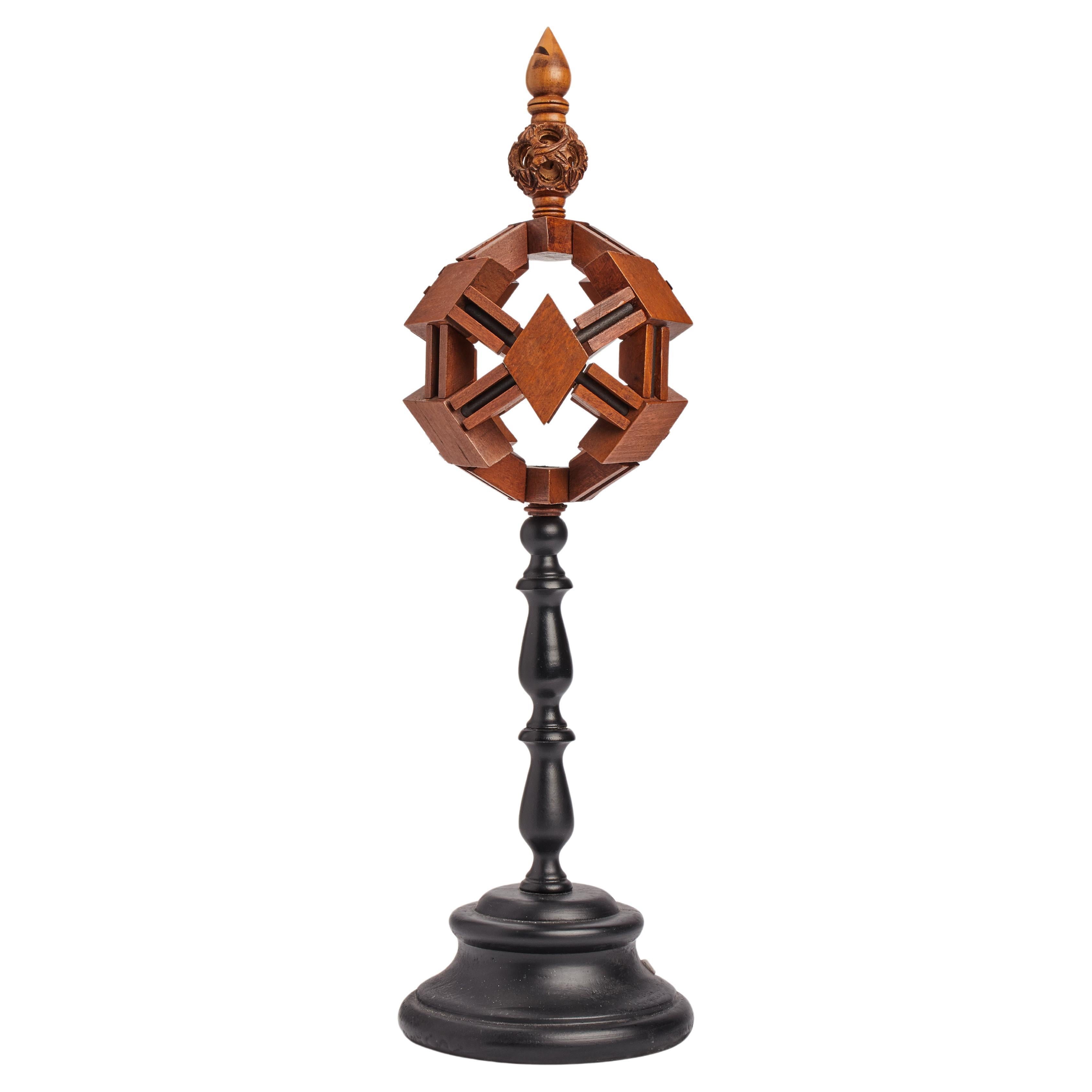 A wunderkammer oak wood geometric solid model, Germany 1880.