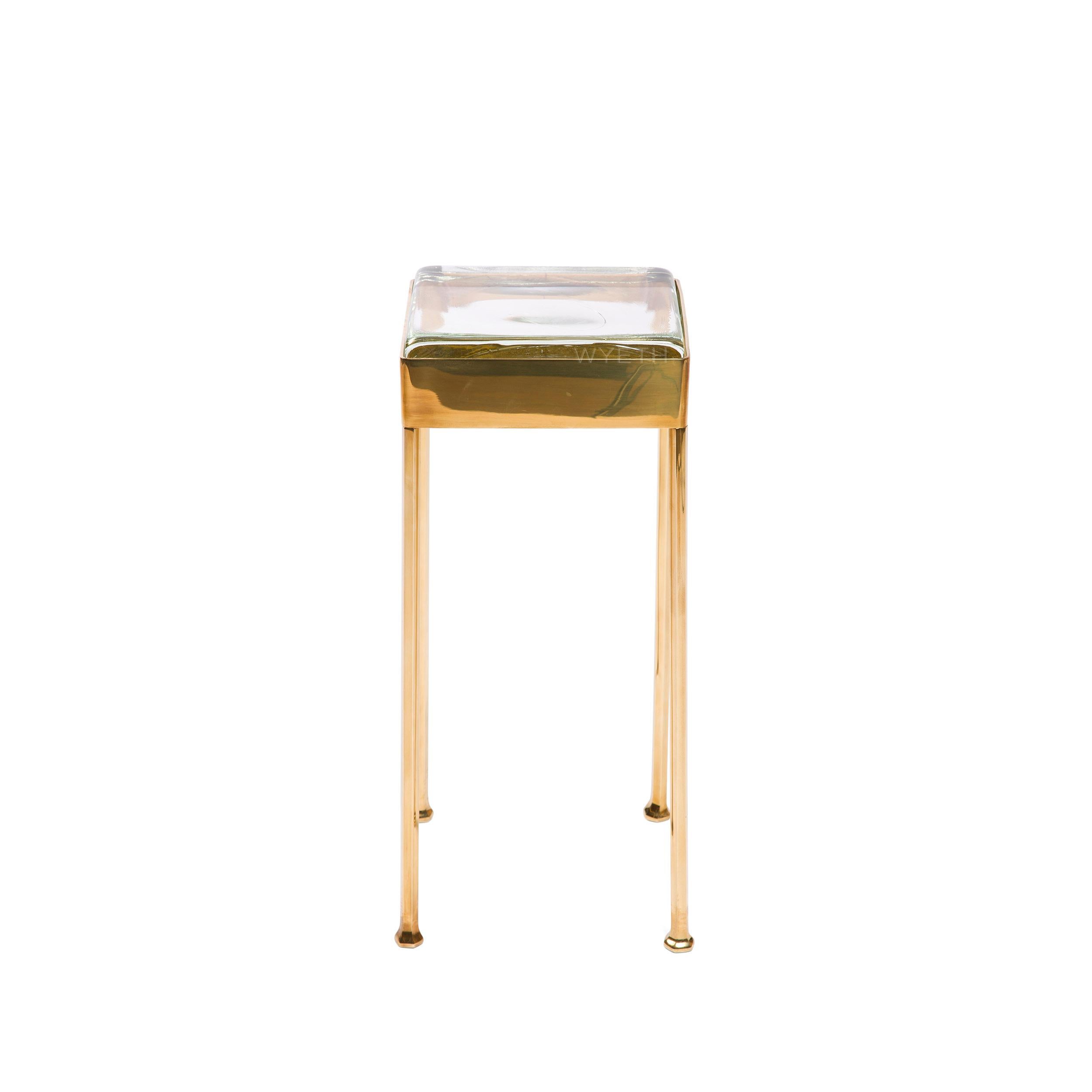 Other Wyeth Original Glass Block Cocktail / Side Table in Polished Bronze For Sale