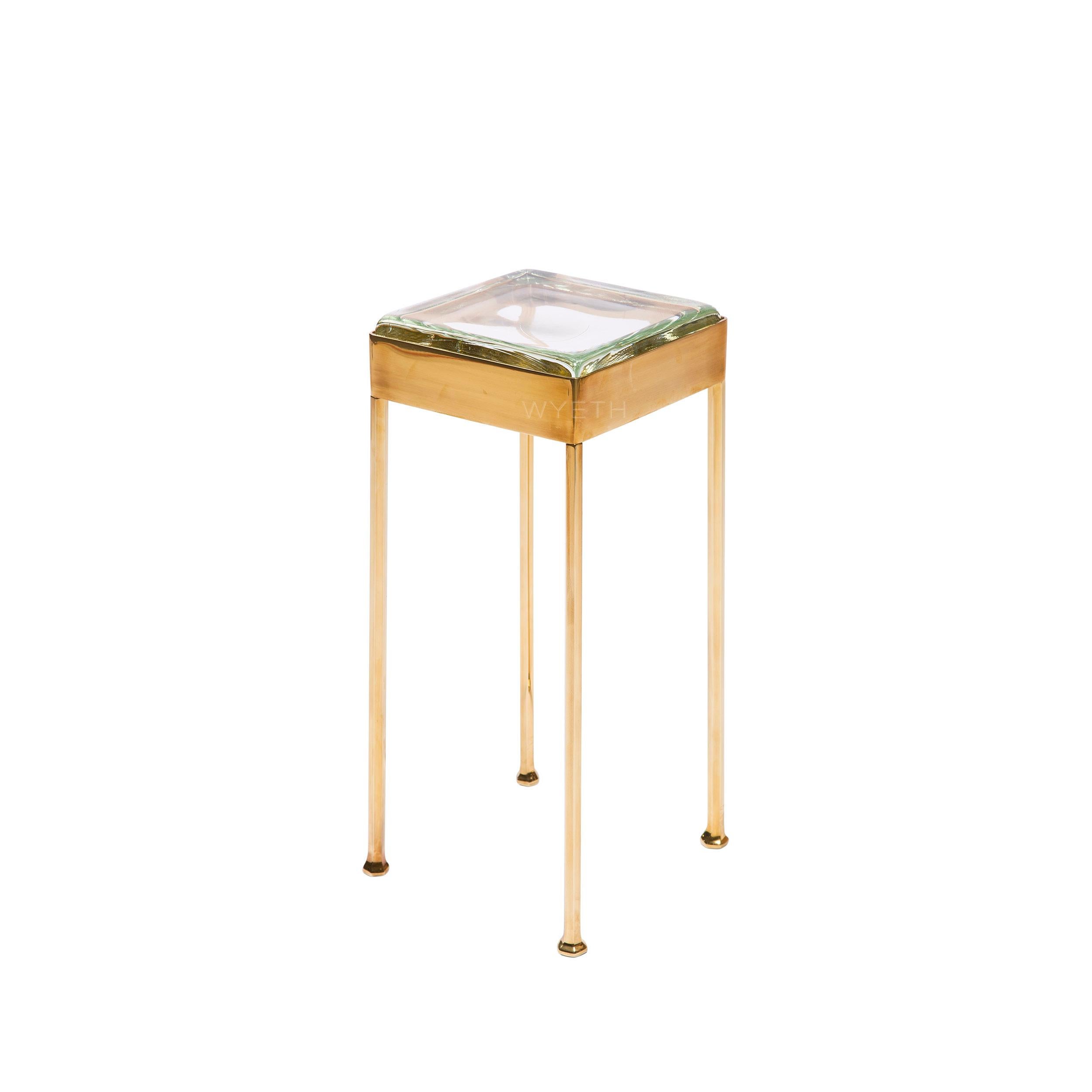 American Wyeth Original Glass Block Cocktail / Side Table in Polished Bronze For Sale