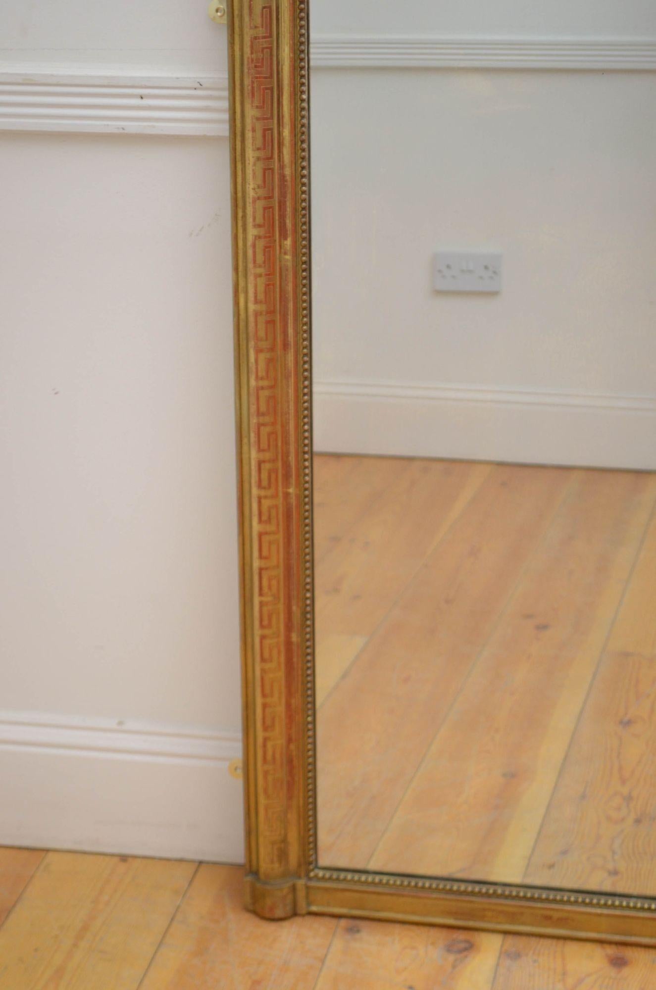 a XIXth Century Gilded Wall Mirror H114.5cm In Good Condition For Sale In Whaley Bridge, GB