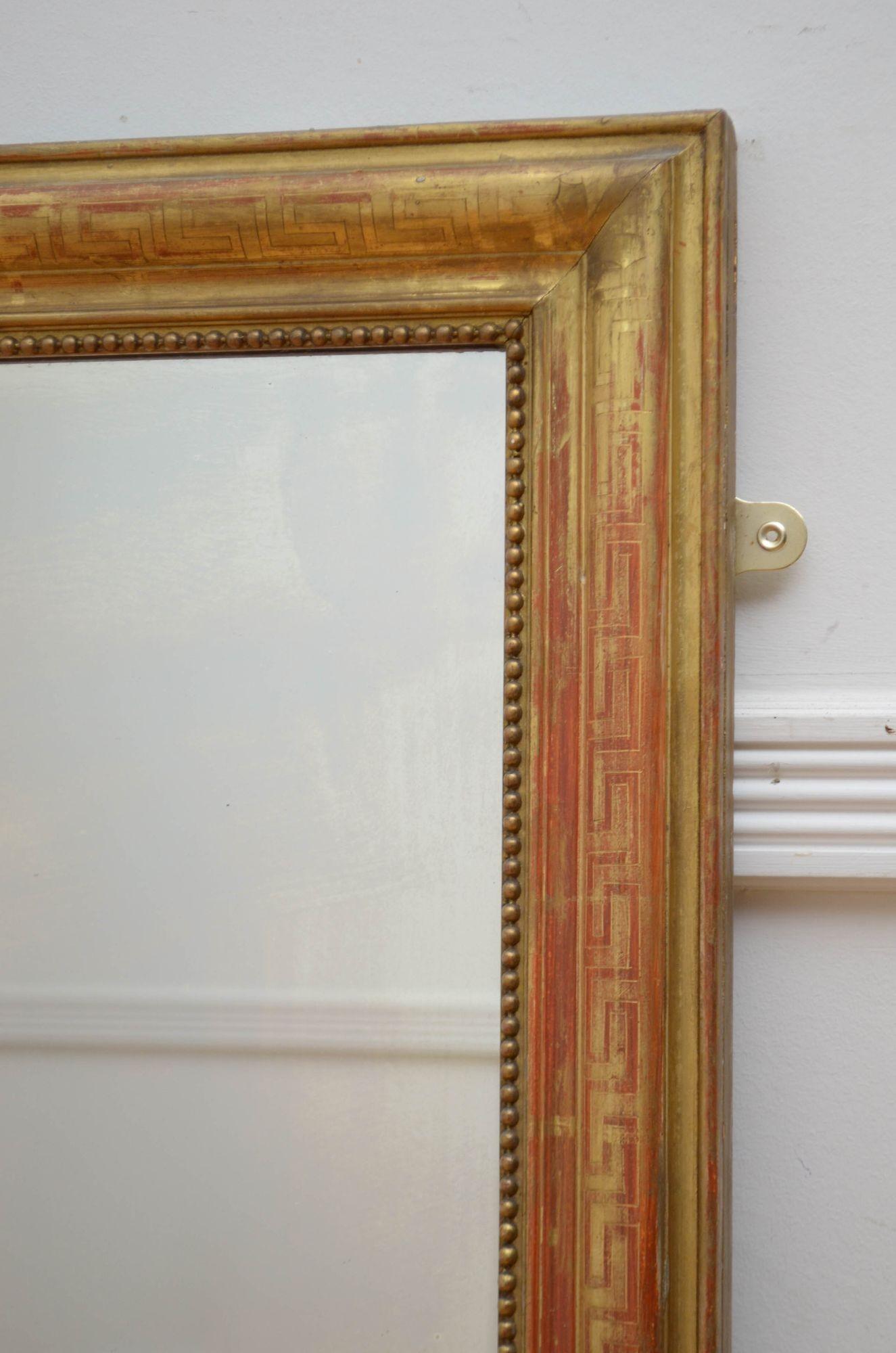 Vergoldeter Wandspiegel aus dem XIX. Jahrhundert H114,5cm im Angebot 3