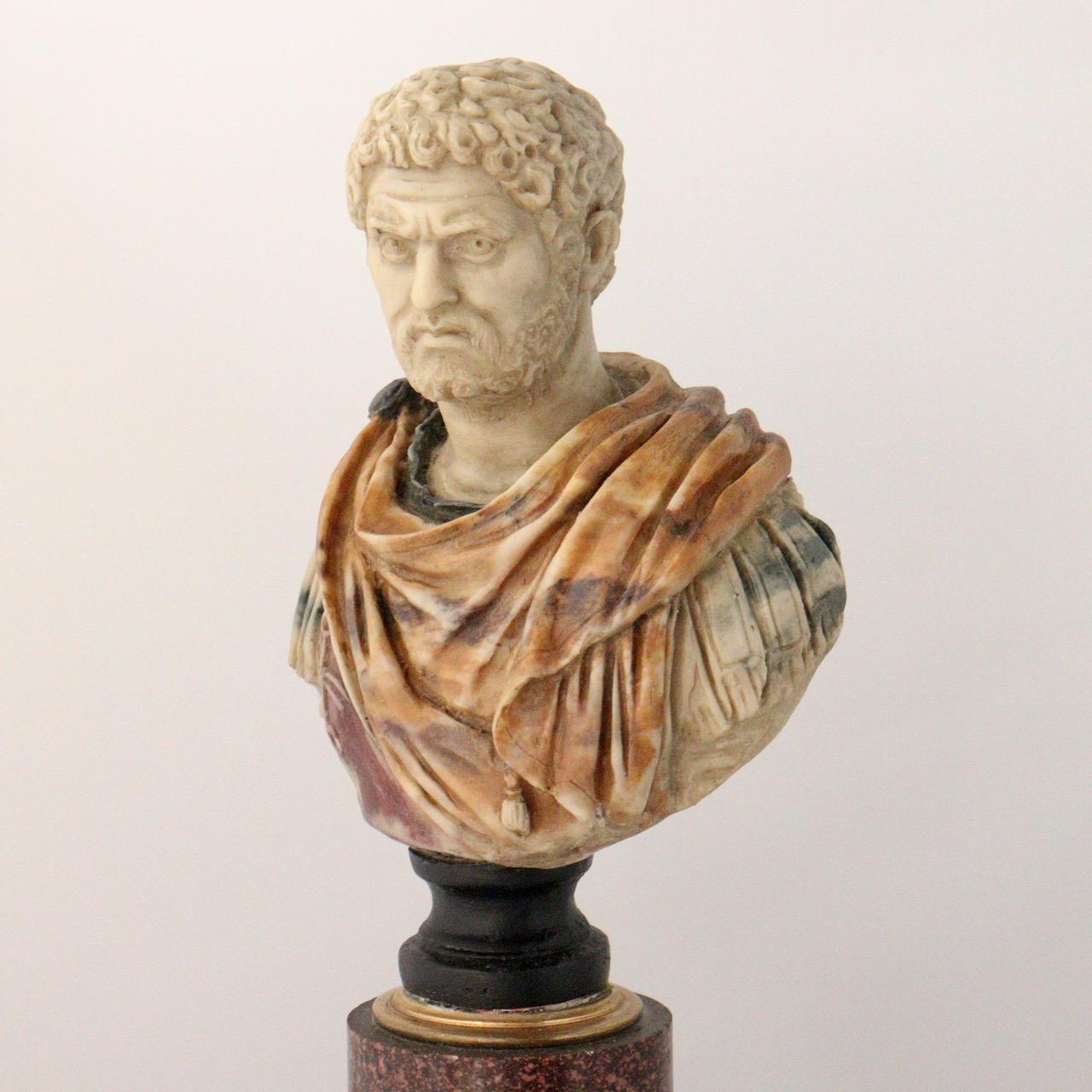 XIXth Century Grand Tour Bust of Caracalla and Its Porphyry Column 2