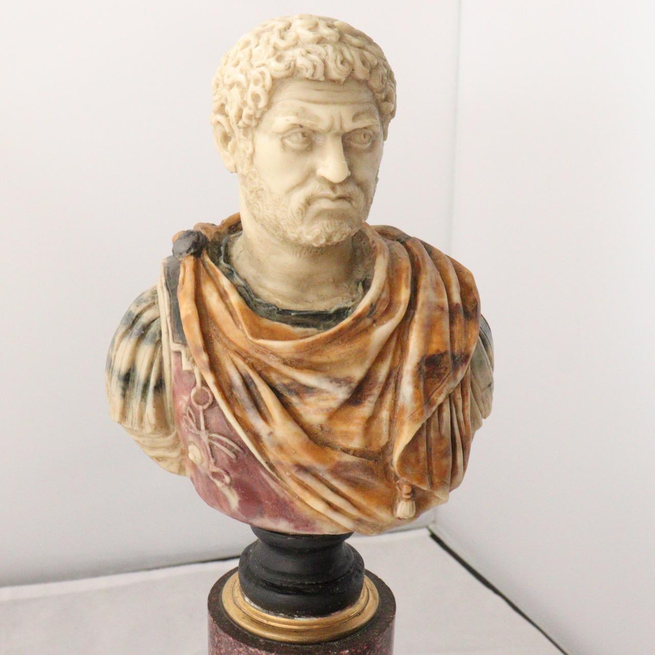 Ormolu XIXth Century Grand Tour Bust of Caracalla and Its Porphyry Column