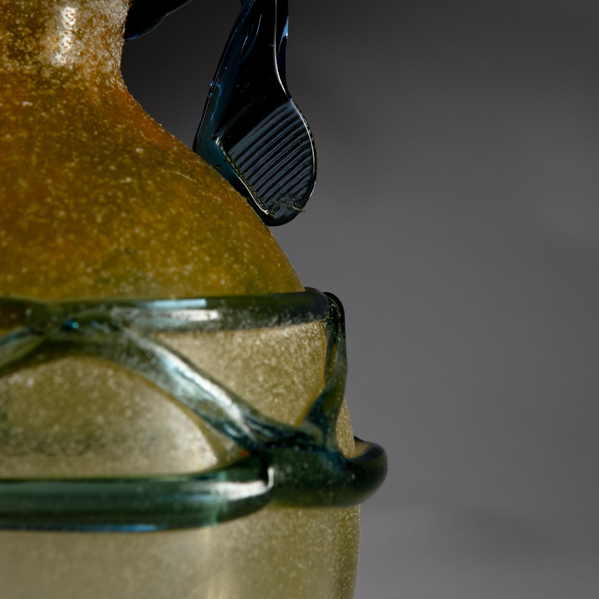 Yellow and Blue Murano Glass Vase as a Table Lamp 1
