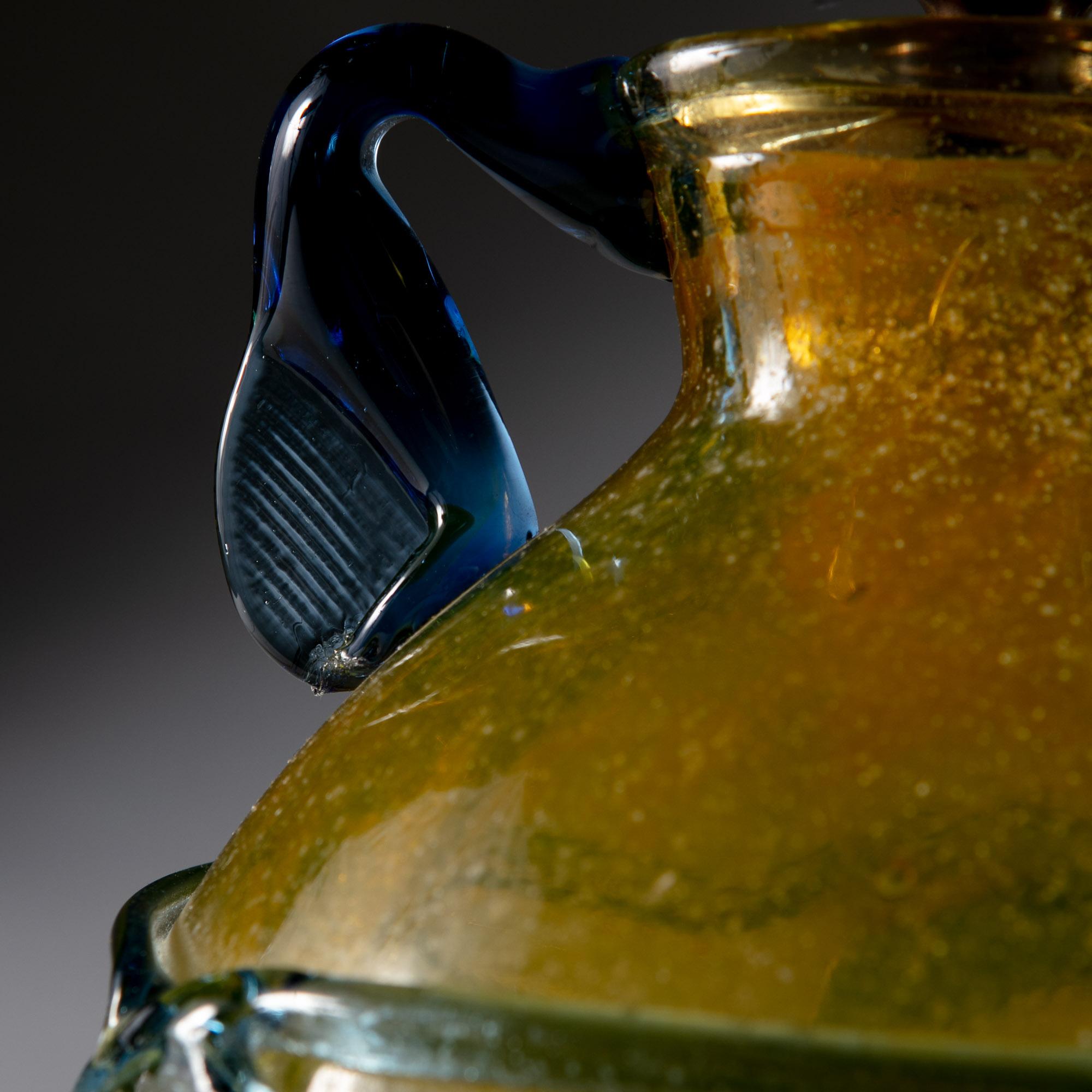 Yellow and Blue Murano Glass Vase as a Table Lamp 3