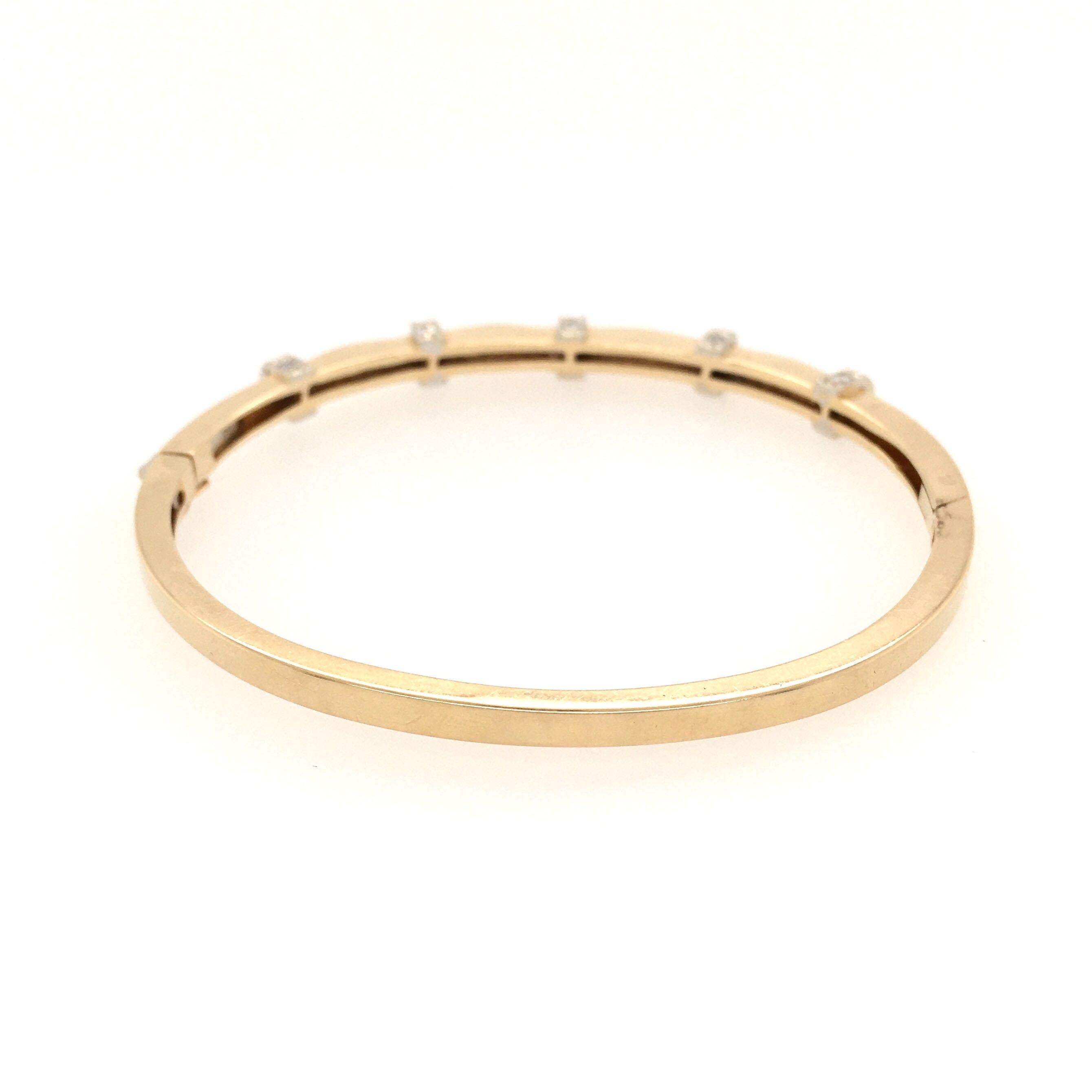 Yellow Gold and Diamond Bangle Bracelet In Good Condition In New York, NY