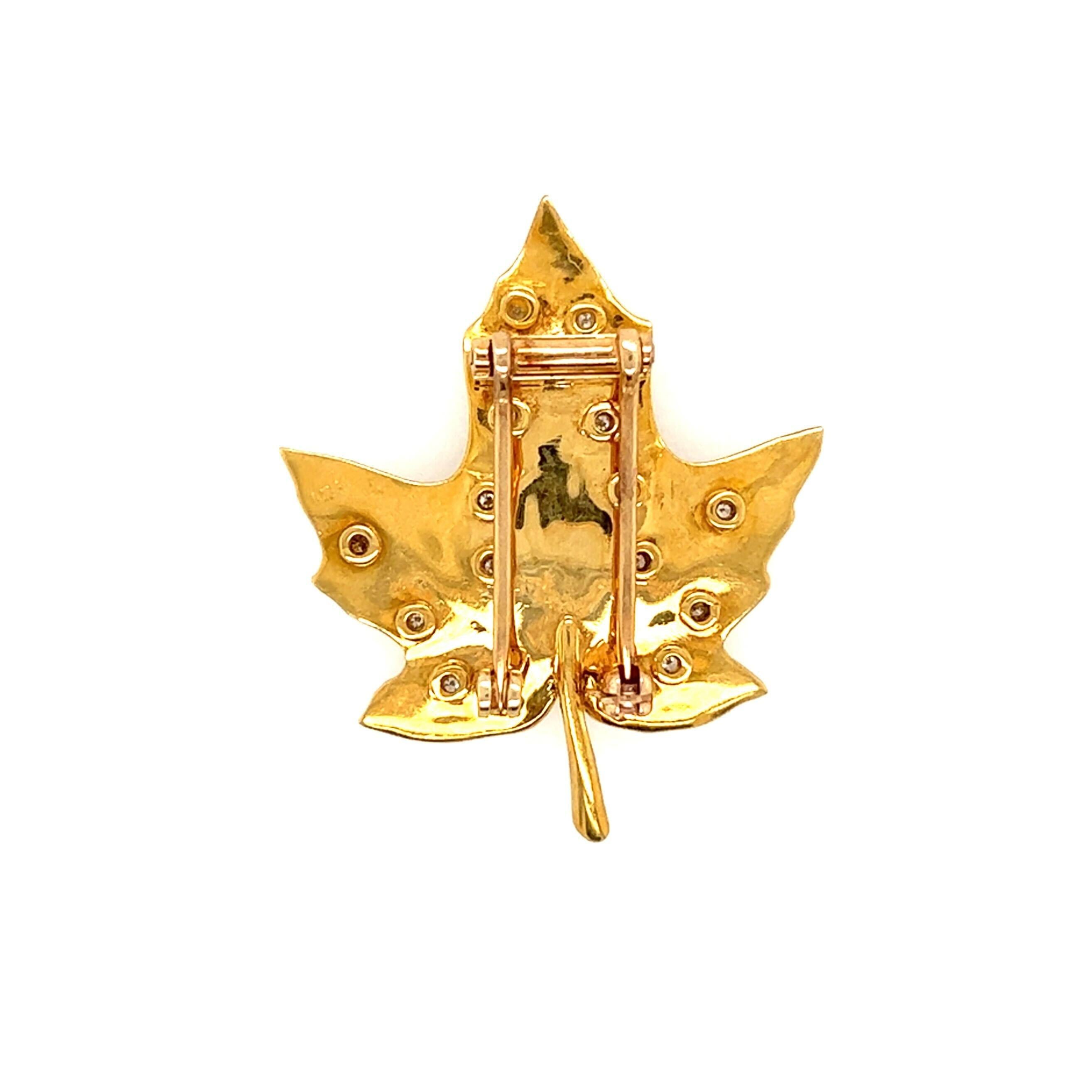 diamond maple leaf brooch