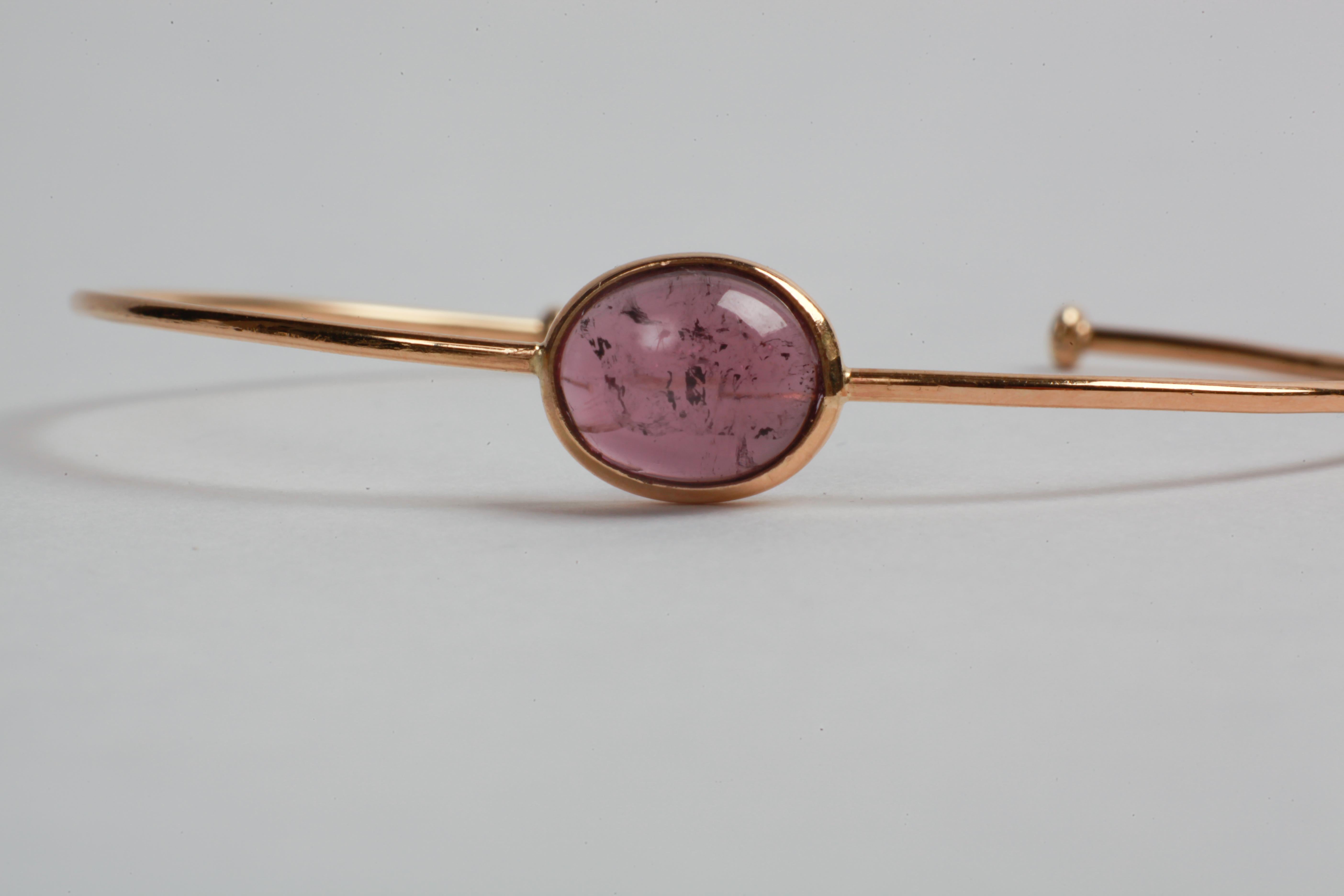 Women's Yellow Gold Bangle Set with a Purple Tourmaline Created by Marion Jeantet