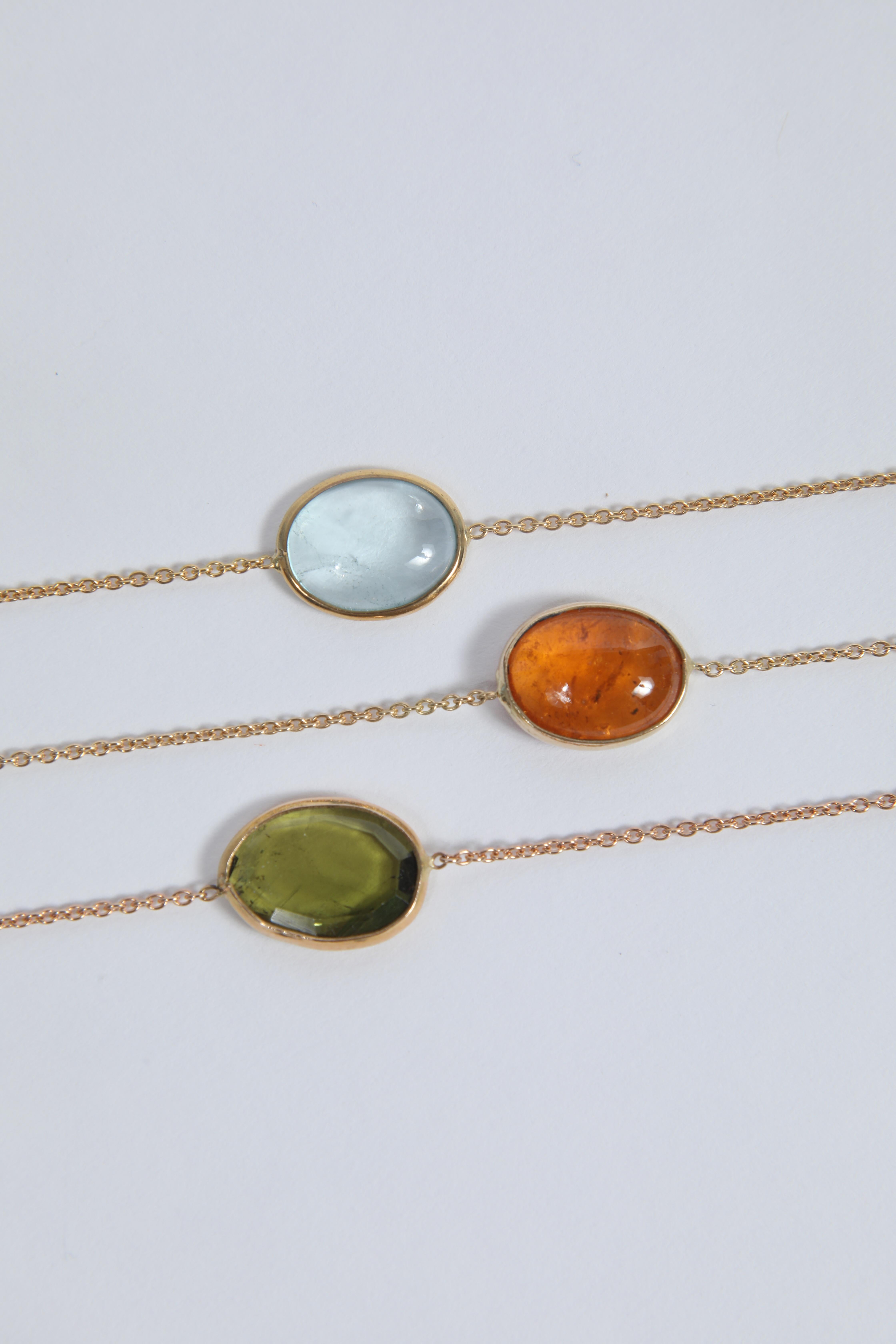 Yellow Gold Chain Necklace Set with Hessonite Garnet by Marion Jeantet 2