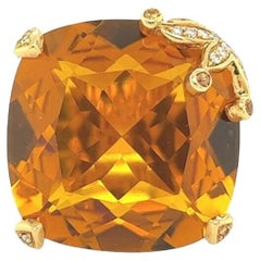 Yellow Gold, Citrine and Diamond Ring