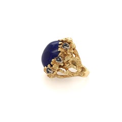 Yellow Gold, Lapis Lazuli and Sapphire Ring