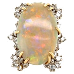 Yellow Gold, Opal and Diamond Ring