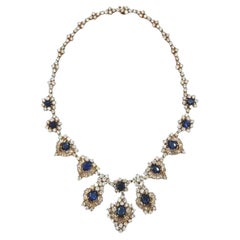Retro A Yellow Gold, Sapphire and Diamond Necklace