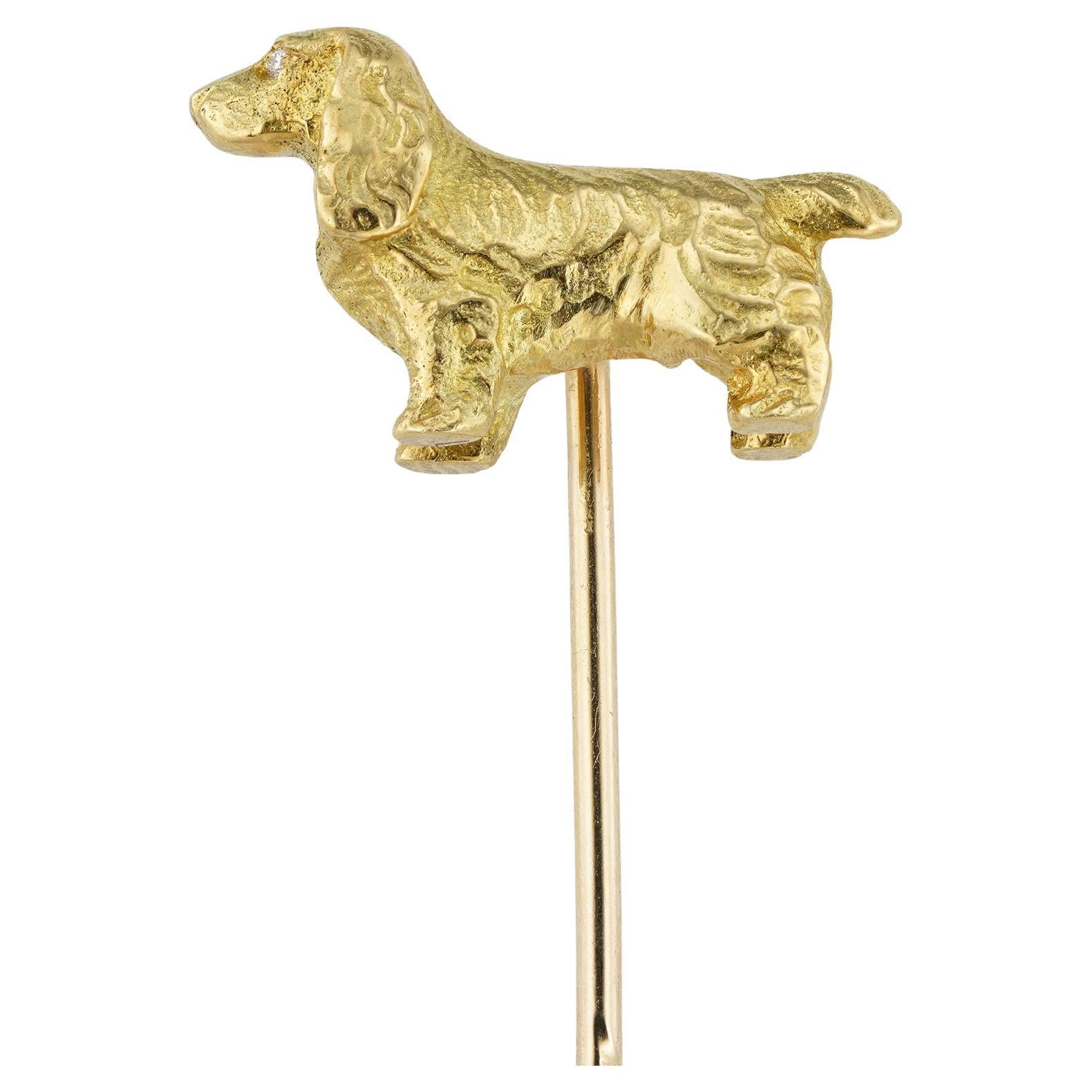 Yellow Gold Spaniel Dog Stickpin