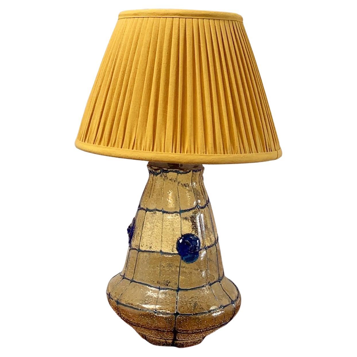 Vase en verre de Murano jaune monté comme une lampe