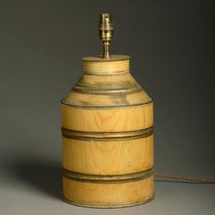 Yellow Ochre Painted Tole Canister Table Lamp