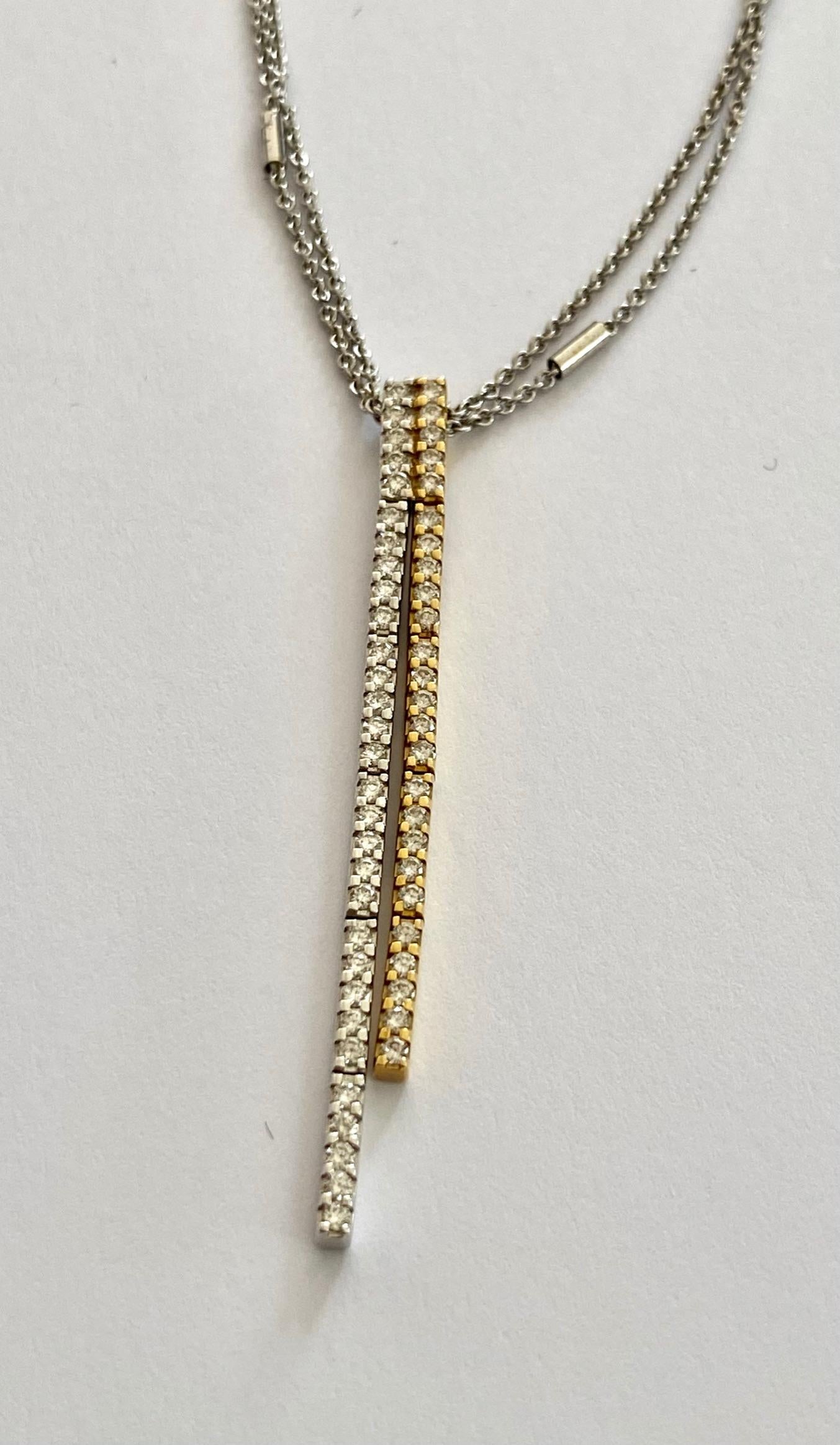 Women's Yellow / White Gold Pendant with Necklace, with Natural Brilliant Cut Diamonds