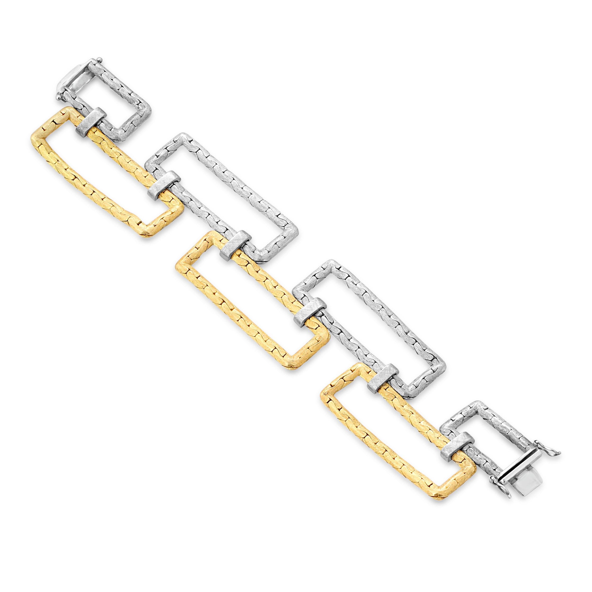 Women's Yellow & White Gold Rectangular Bracelet by Villa For Sale
