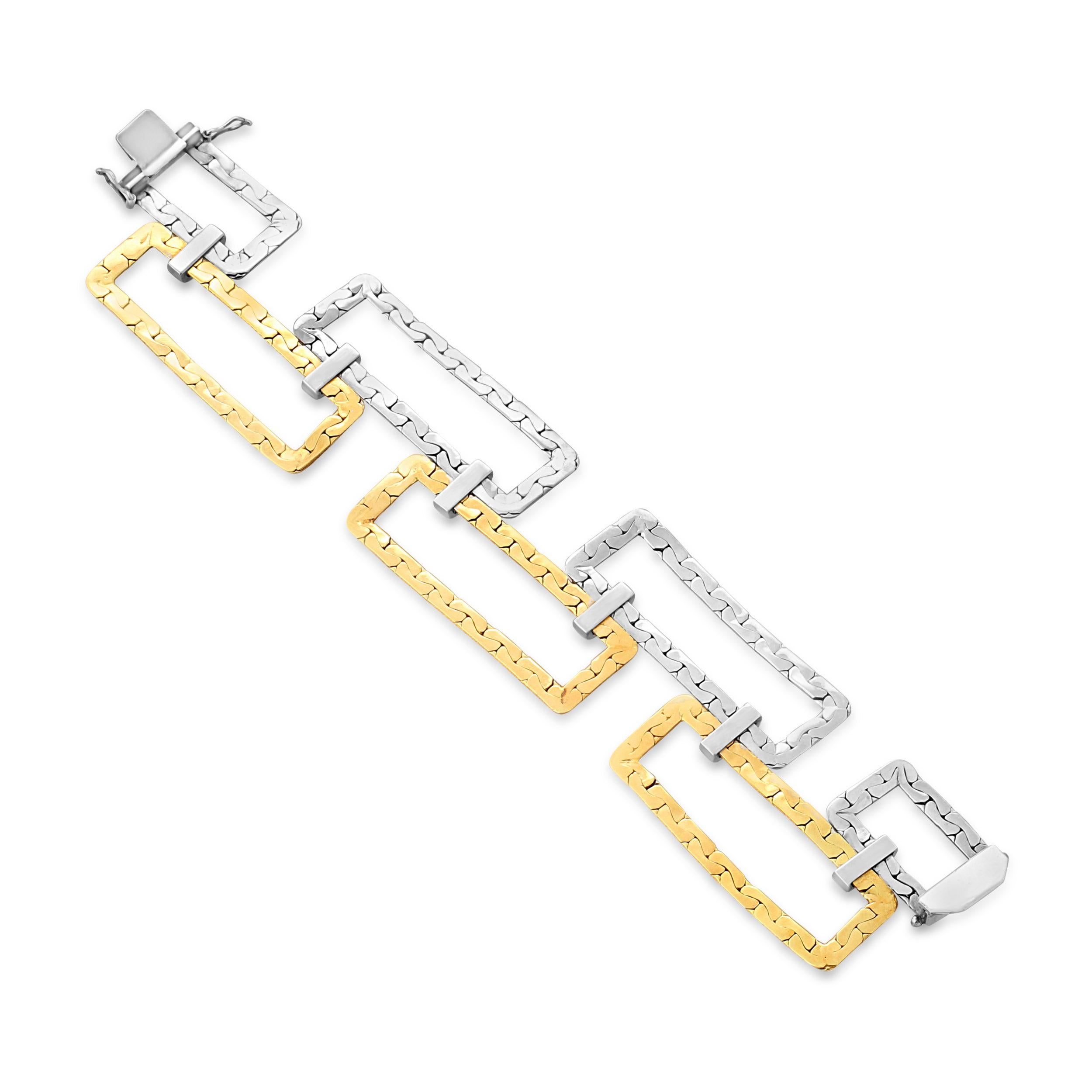 Yellow & White Gold Rectangular Bracelet by Villa For Sale 1