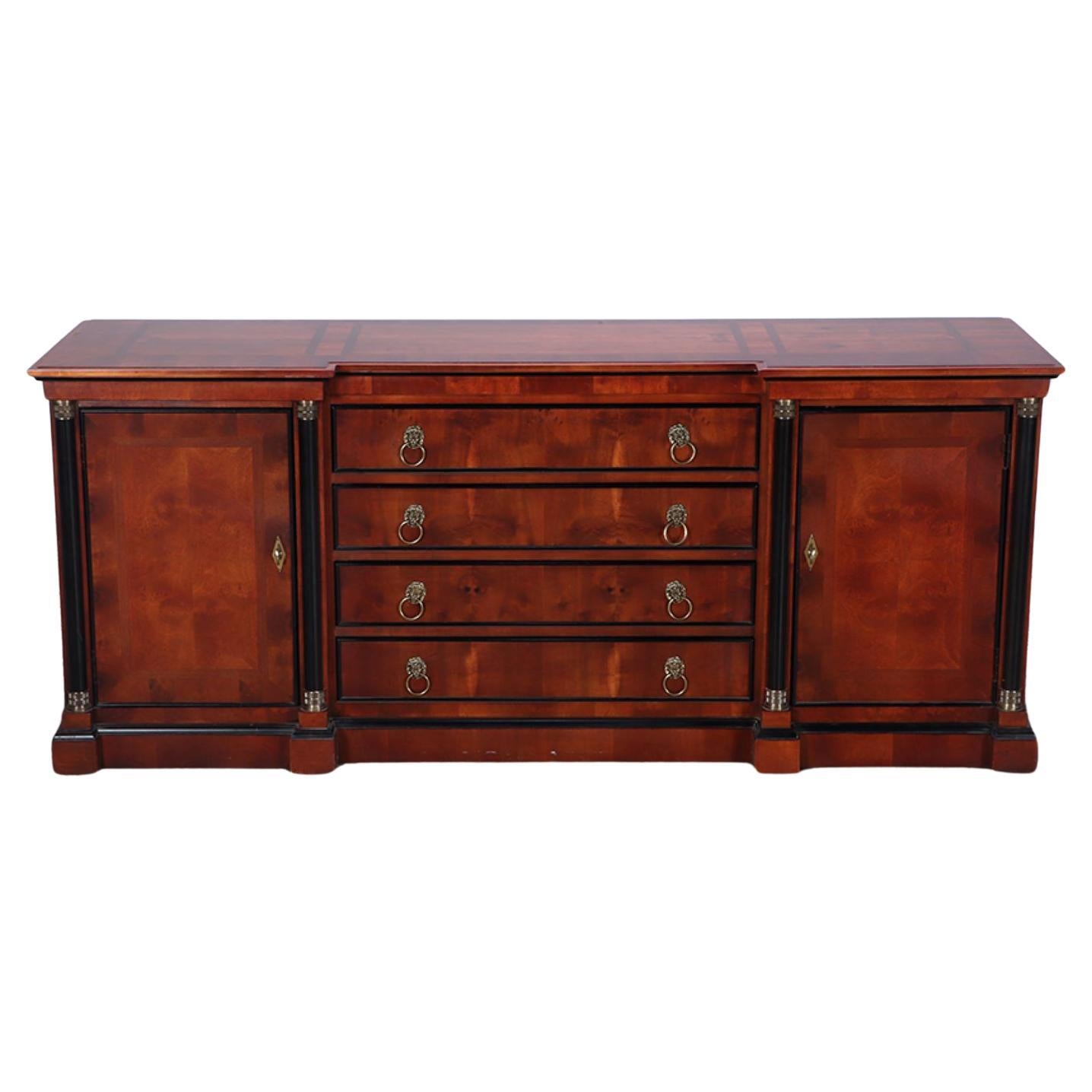 A Yew wood Empire style sideboard or credenza by Century.