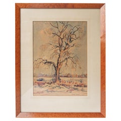 A Yorkshire Tree In Winter By George Jackson, Original Post War Watercolour
