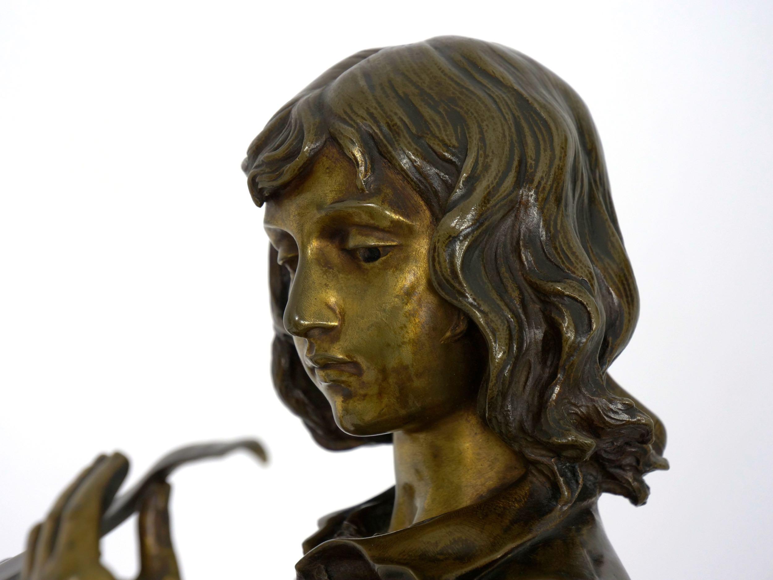 “A Young Bladesmith” French Antique Bronze Sculpture by Adrien-Étienne Gaudez 9