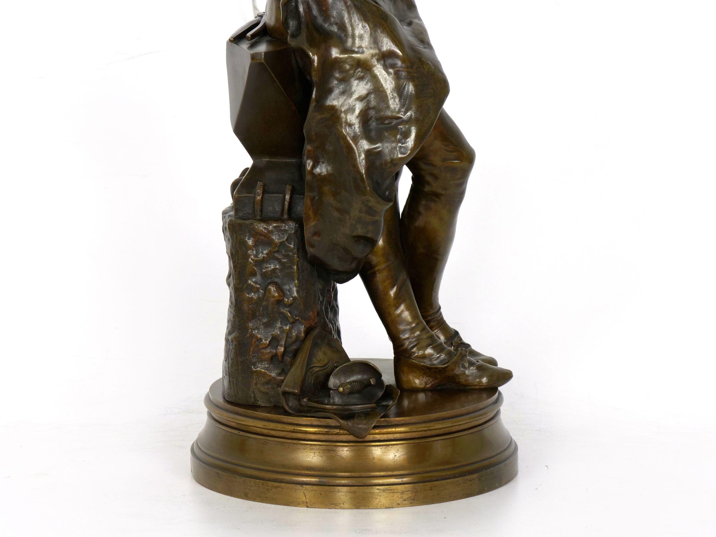 “A Young Bladesmith” French Antique Bronze Sculpture by Adrien-Étienne Gaudez 14