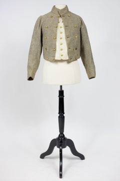 A young boy frock coat and waistcoat in chiné Indigo wool - France Circa 1880-