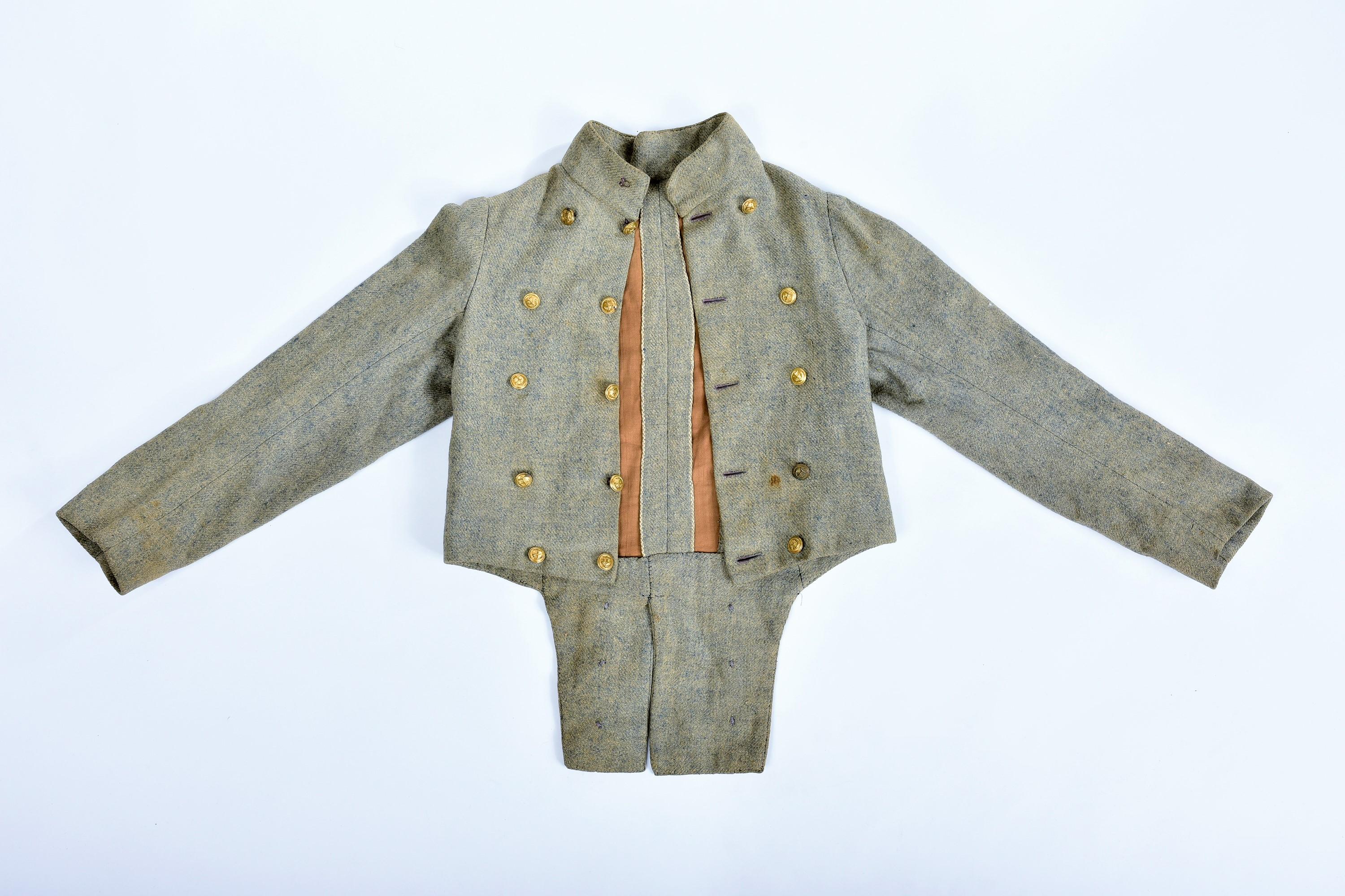 A young boy frock coat and waistcoat in chiné Indigo wool - France Circa 1880- For Sale 1