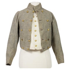 A young boy frock coat and waistcoat in chiné Indigo wool - France Circa 1880-