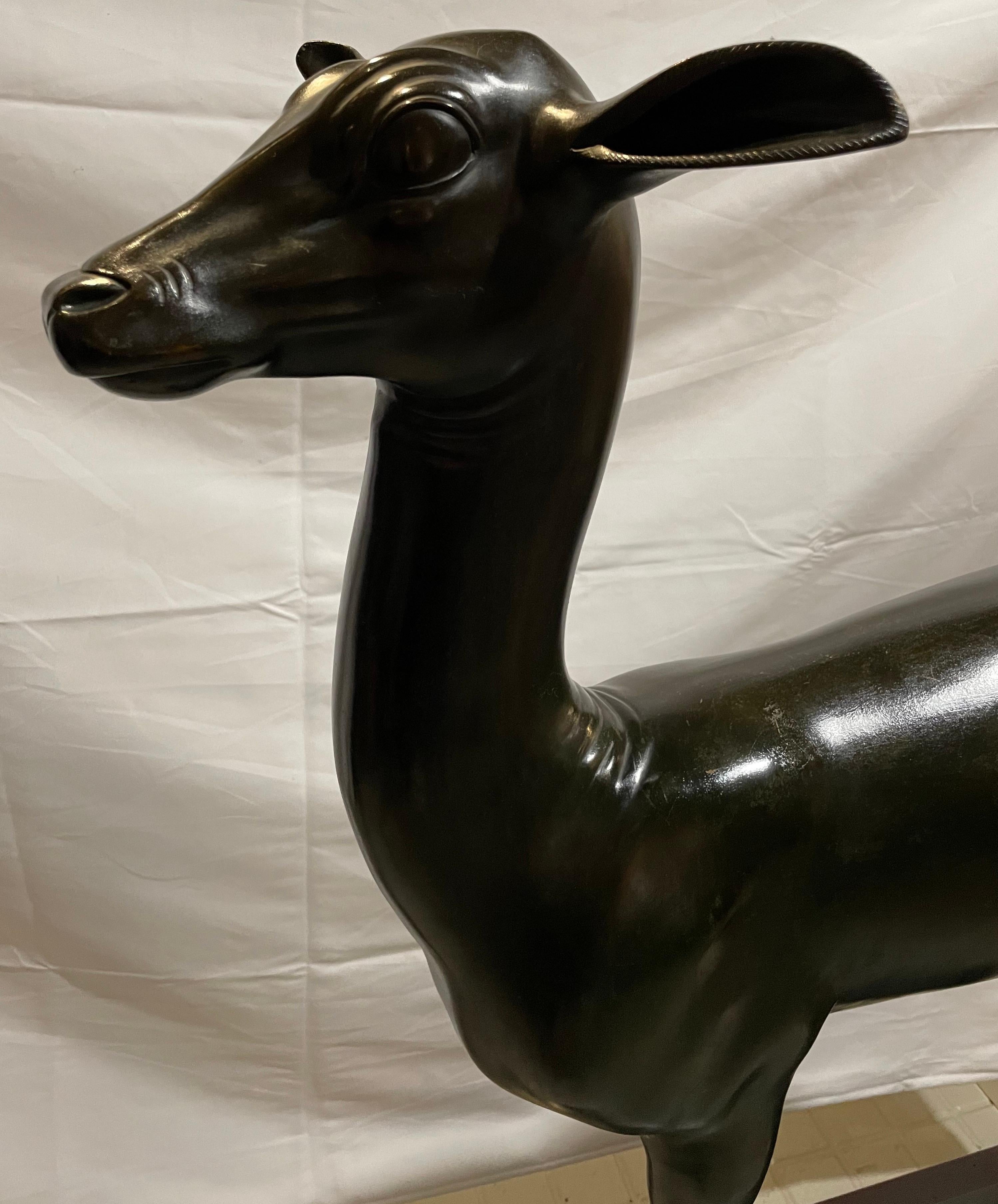 Large bronze from the Chiurazzi foundry in Naples, 
Exact copy of one of those found in Herculaneum and currently in the Archaeological Museum of Naples

Bronze measures:
94 cm. High
21 cm. Width
74cm. Long

Base measurements:
46cm. High
32 cm.