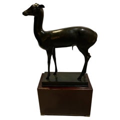 Young Deer in Patinated Bronze, Signed Chiurazzi Napoli