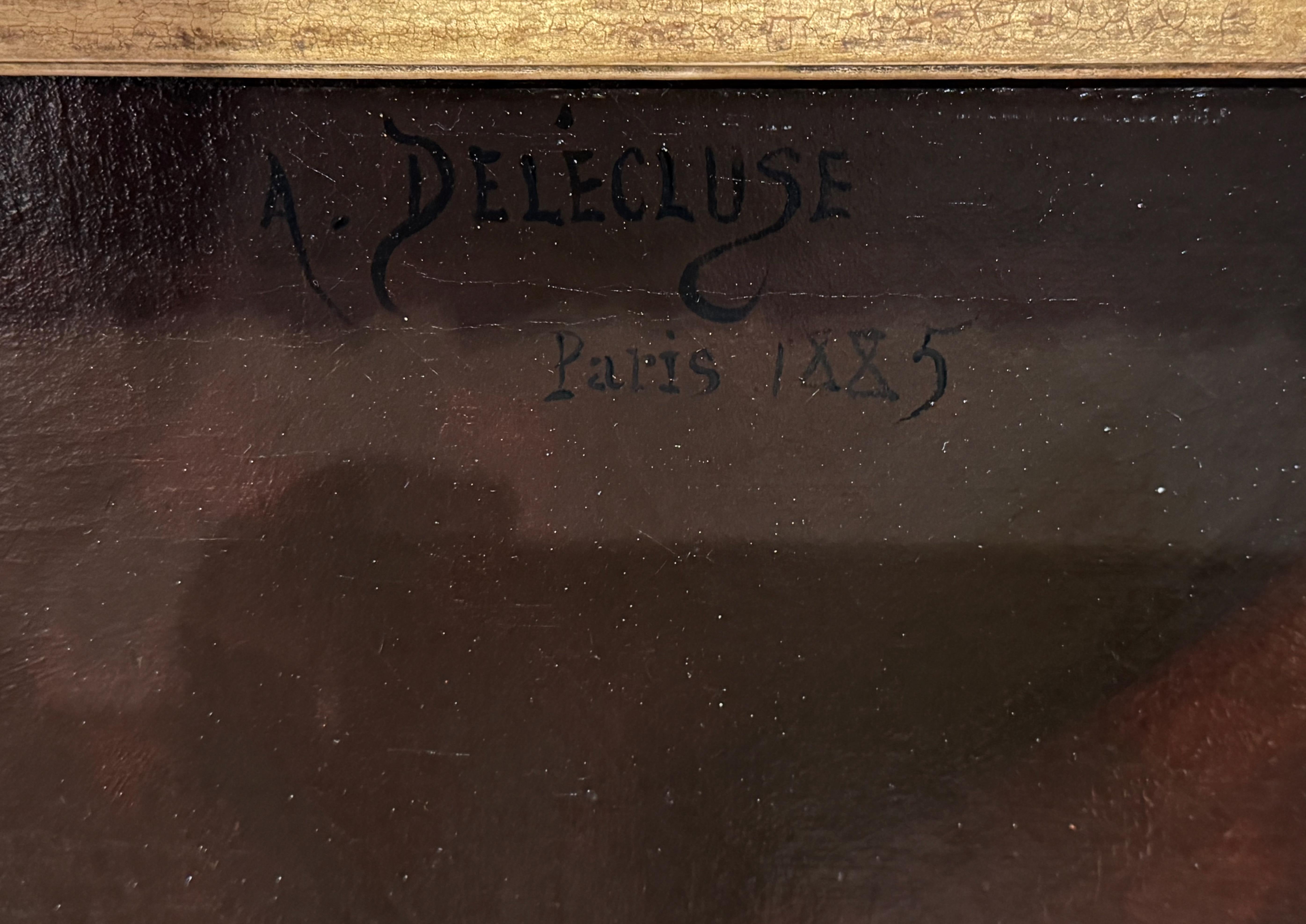 A young woman holding a glass of wine, A .DELECLUSE Paris 1885 For Sale 5