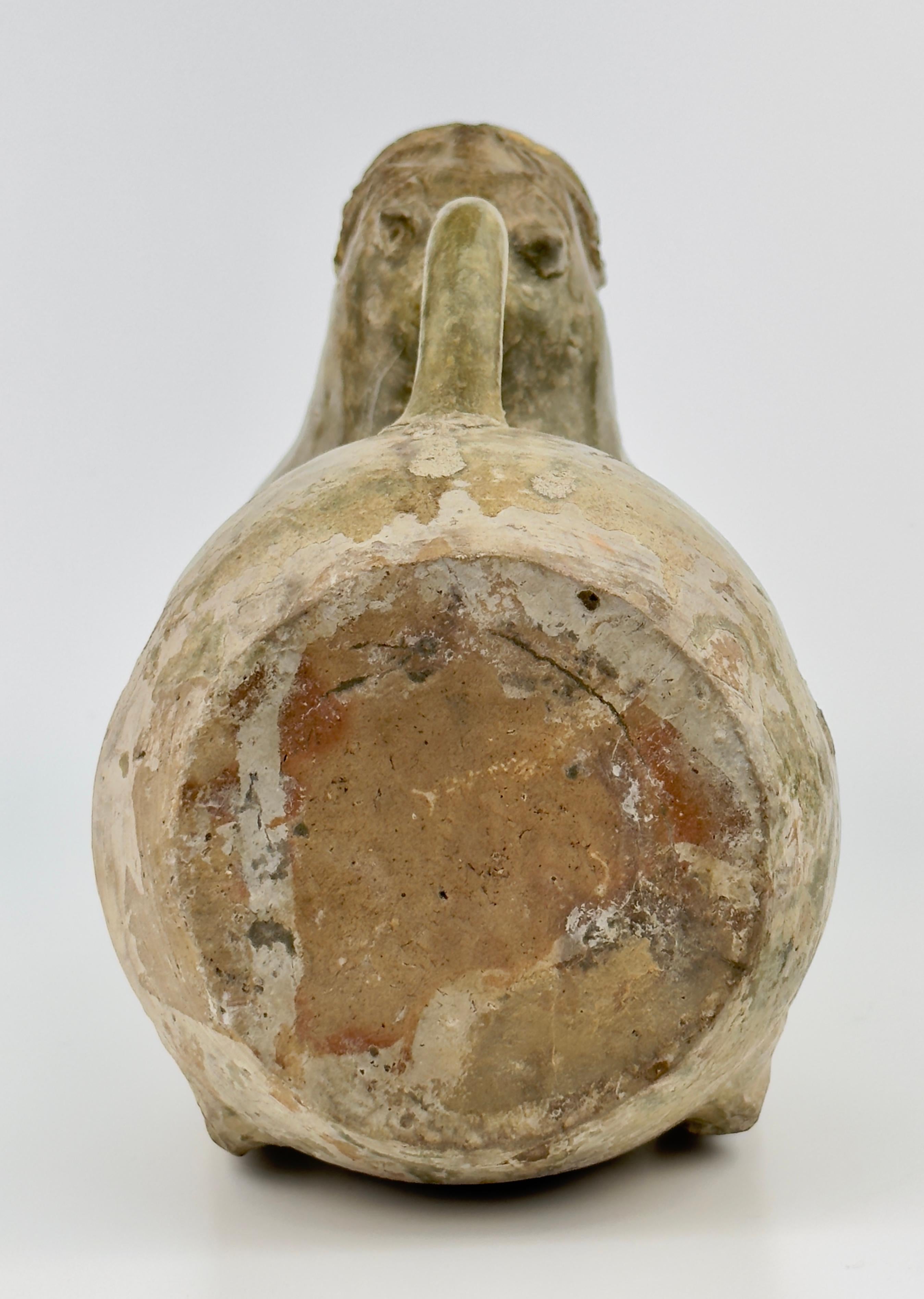 18th Century and Earlier A Yue Celadon-Glazed Figural Vessel, Western Jin dynasty (265-420) For Sale