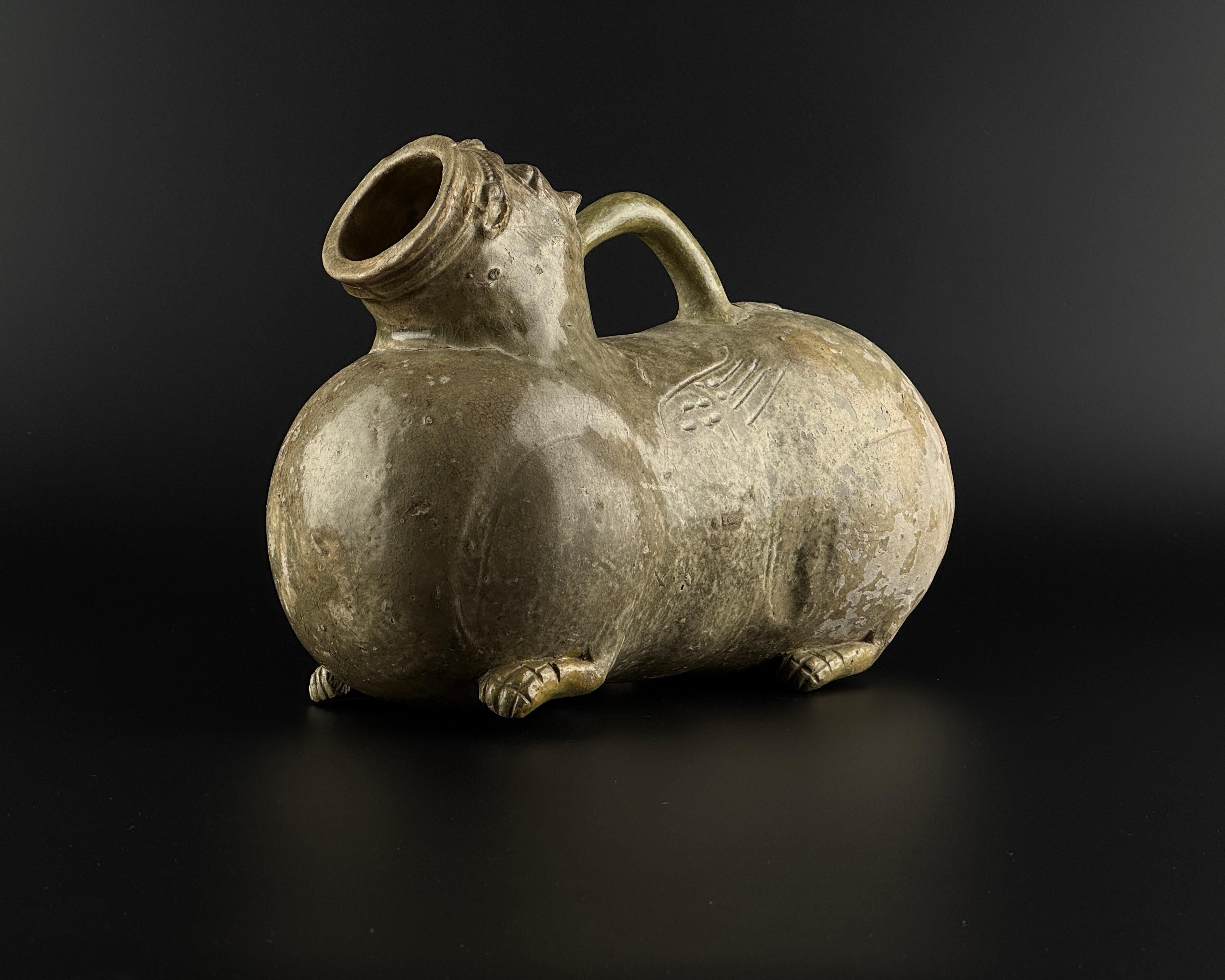 Hong Kong A Rare Yue Celadon-Glazed Figural Vessel, Western Jin dynasty (265-420) For Sale