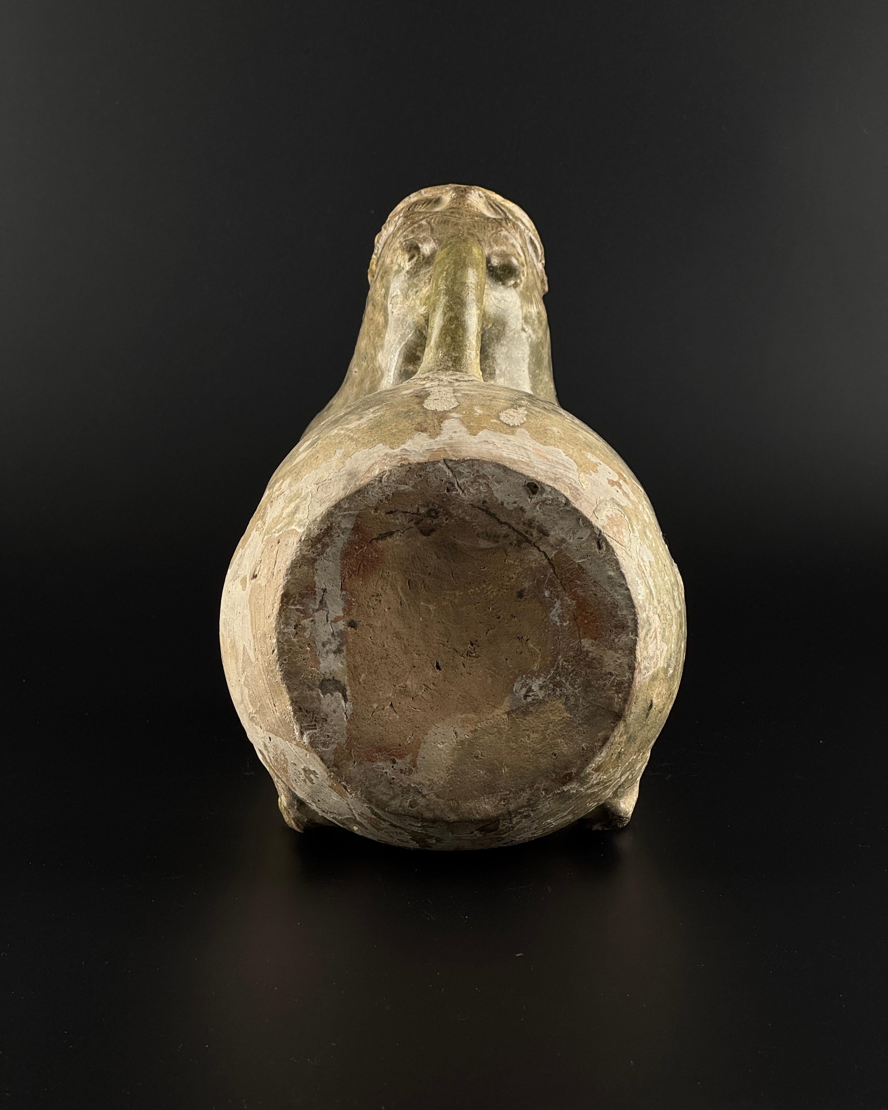 18th Century and Earlier A Rare Yue Celadon-Glazed Figural Vessel, Western Jin dynasty (265-420) For Sale